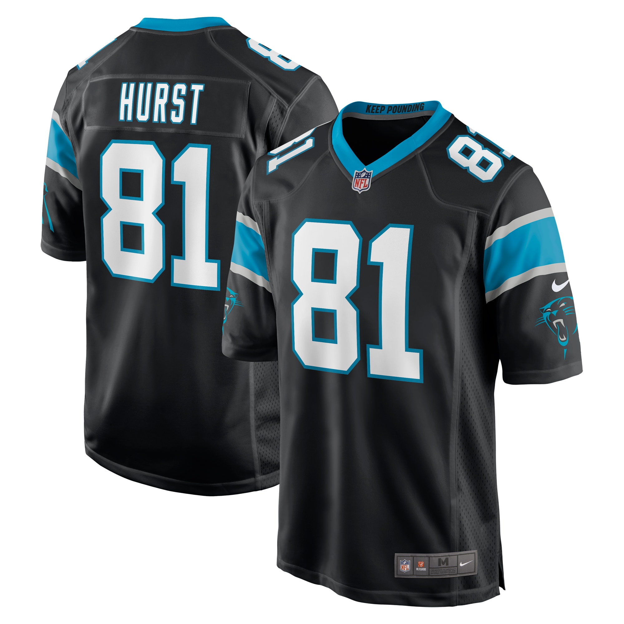 Men’s Carolina Panthers Hayden Hurst Black Game Player Jersey