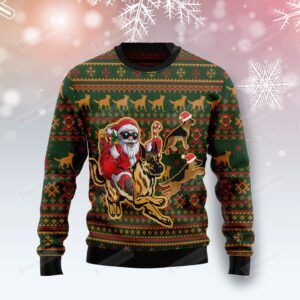 Awesome German Shepherd Santa Claus Ugly Christmas Sweater, All Over Print Sweatshirt