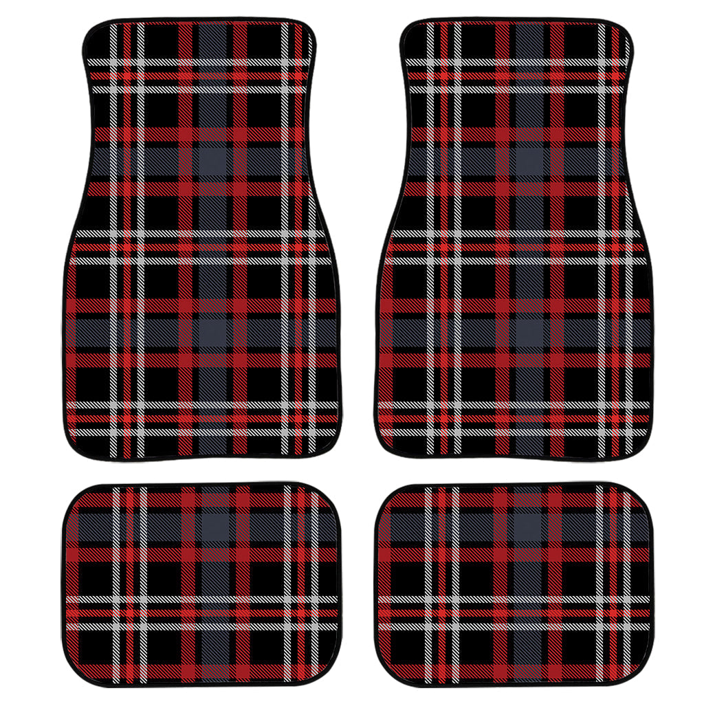 Grey Black And Red Scottish Plaid Print Front And Back Car Floor Mats, Front Car Mat