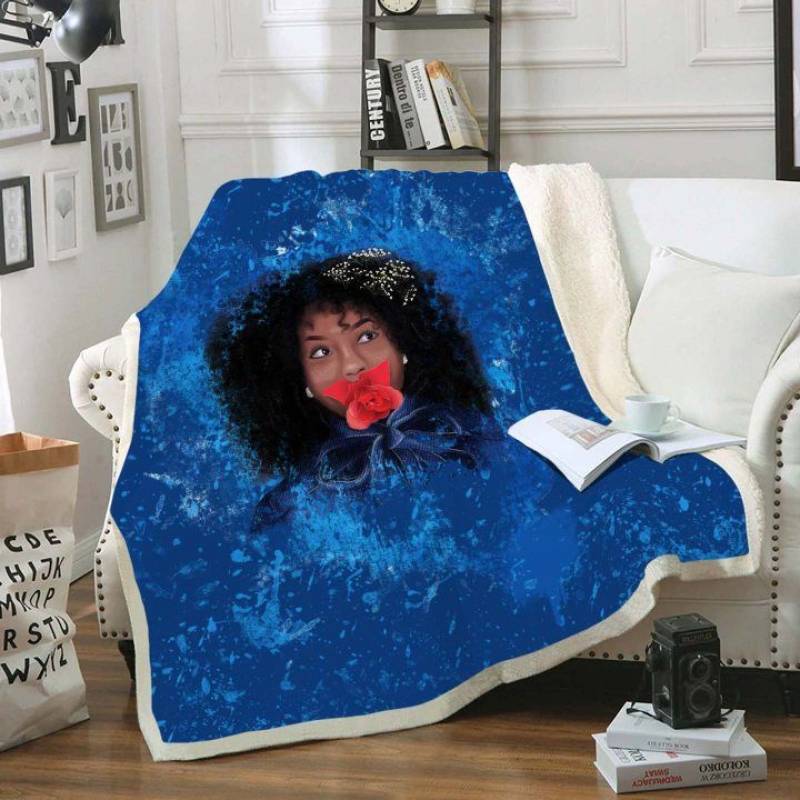 Rosy Atractive Afro Black Girl CLM2812590S Sherpa Fleece Blanket