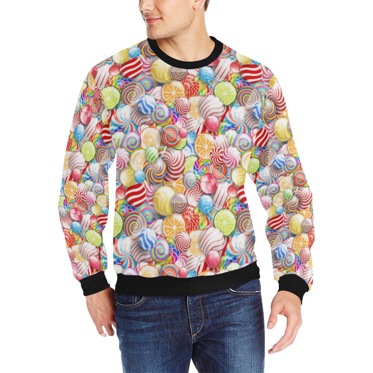 Candy Lollipop Pattern Men’s Crew Neck Sweatshirt