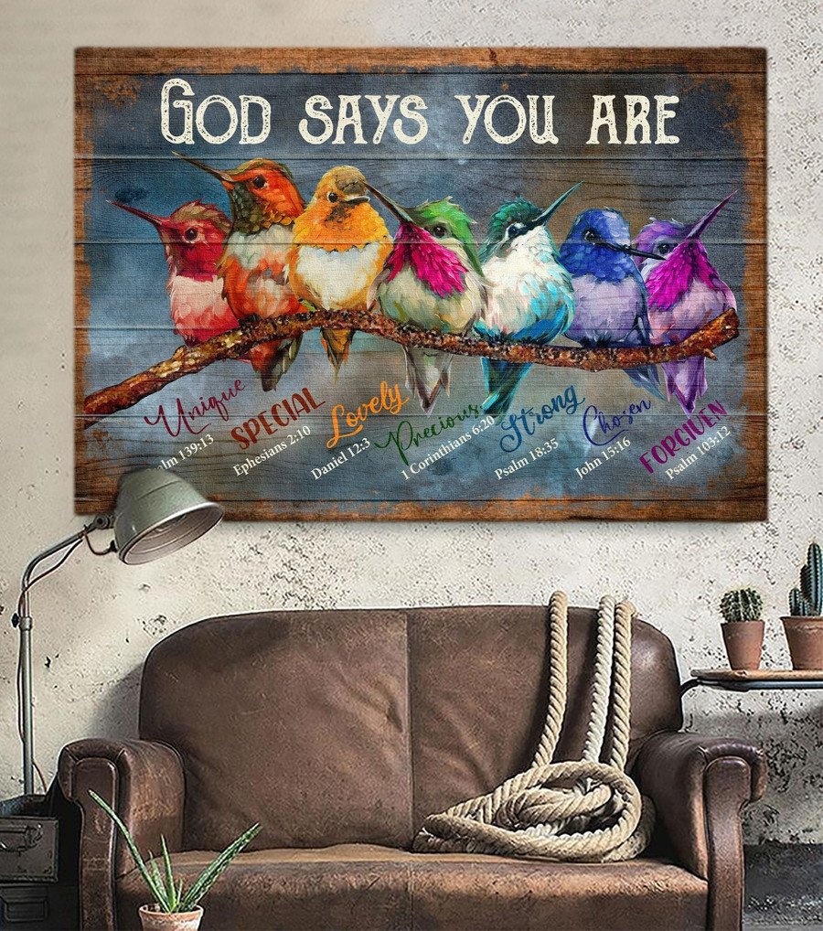 Hummingbird God Says You Are Wall Art Canvas Prints, Jesus Painting For Living Room, Bedroom  – Posters Canvas Prints Wall Art