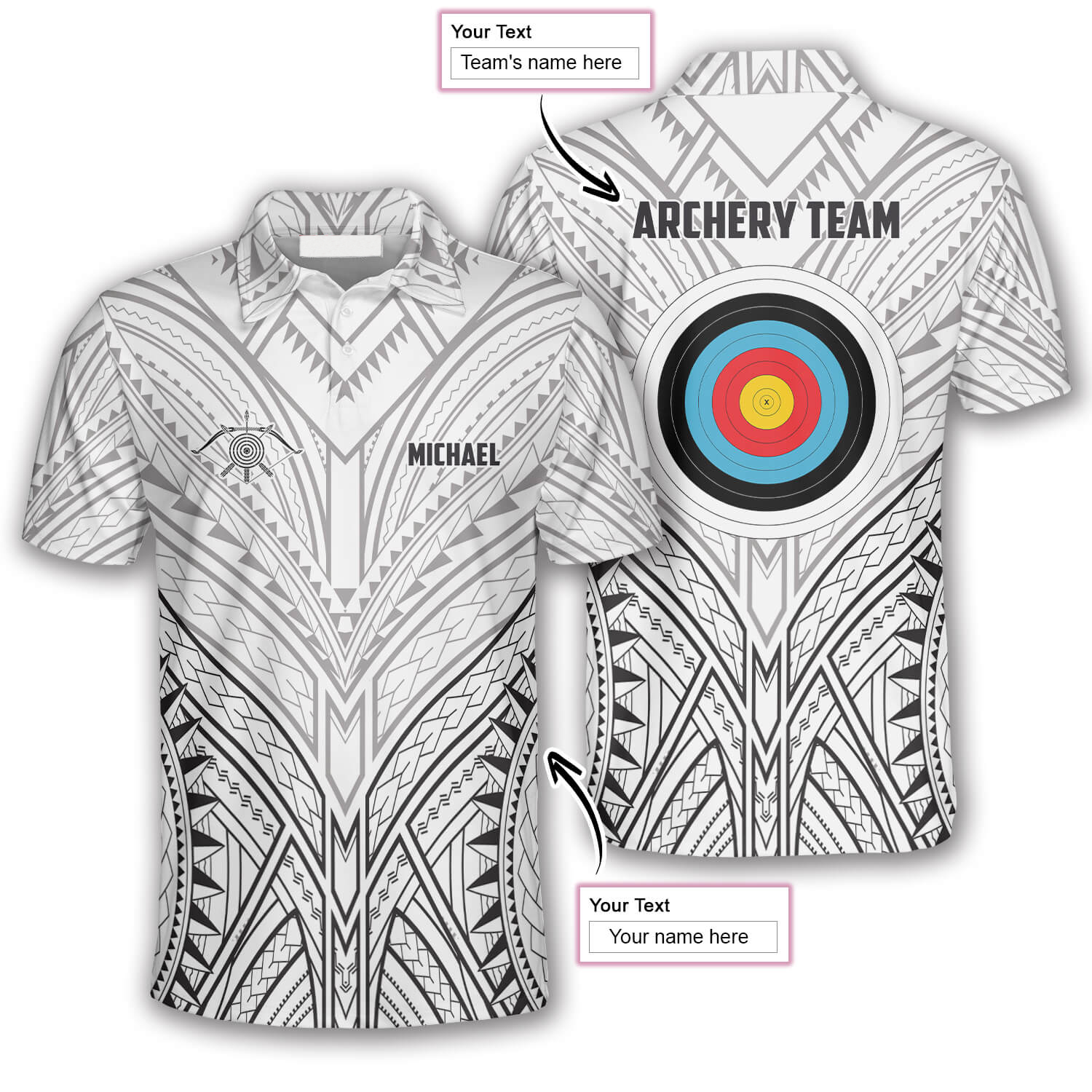 Personalized Archery Target White Tribal Custom Archery Shirts For Men, Gift For Team Archery Shirt