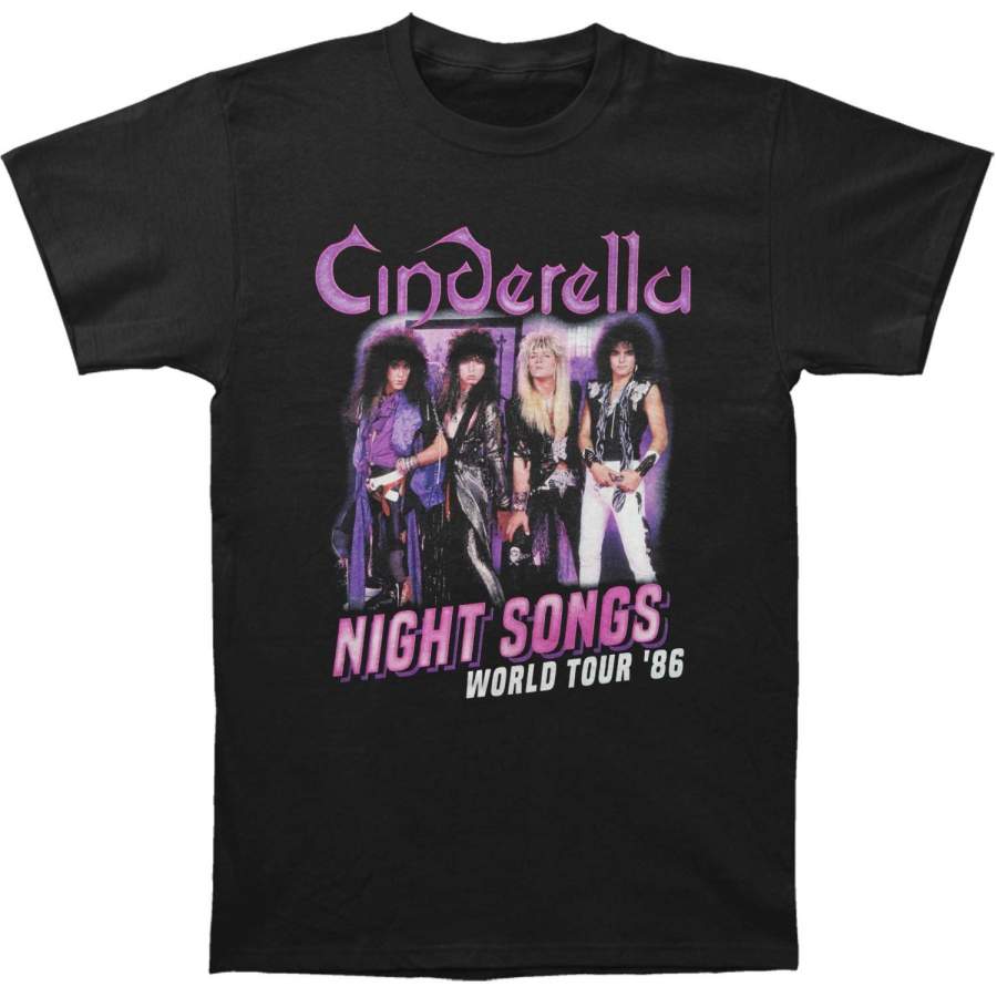 American Classics Cinderella Rock Band Night Songs Tour Black 2-Sided Adult T-Shirt Tee