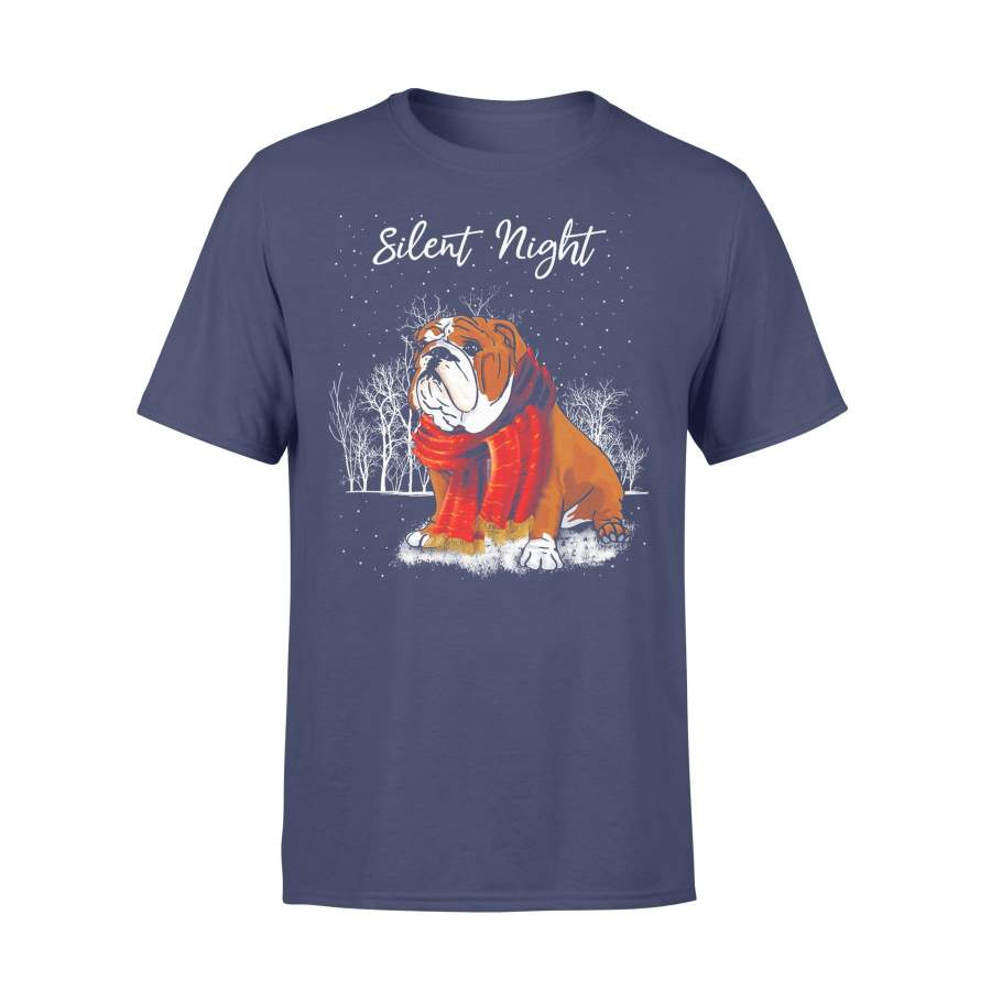 Silent Night Bulldog Christmas Snow T-Shirt Christmas Gift Ideas
