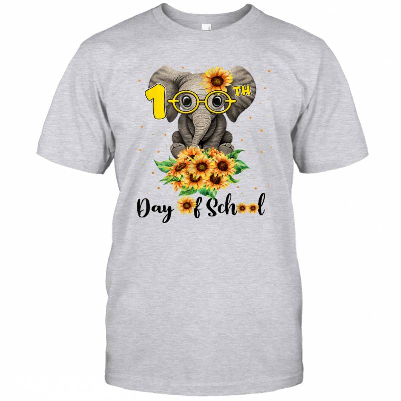 Sunflower Elephant Glasses 100th Day Of School Teacher Shirt