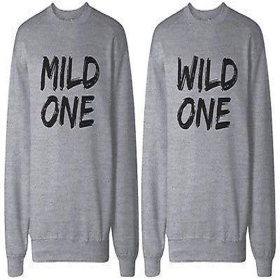 Mild One and Wild One BFF Matching Grey Sweatshirts for Best Friends