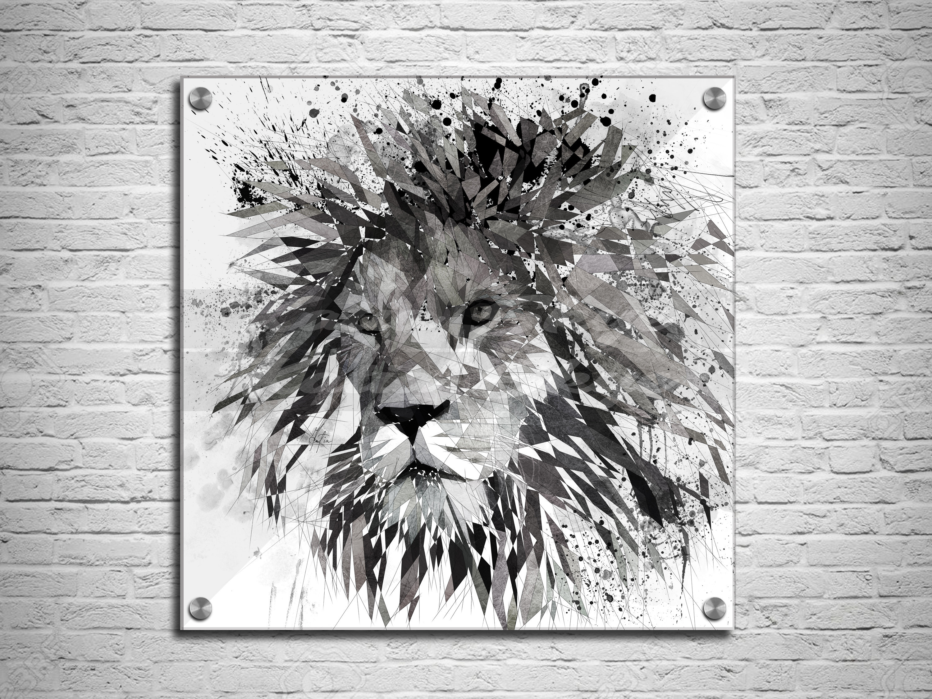 ACRYLIC PRINT Lion Black and White Wall Art, Animal Wall Art, Kids Room Wall Art, Home Office Wall Art, Man Cave, Kids Room Decor ZOO-EL03