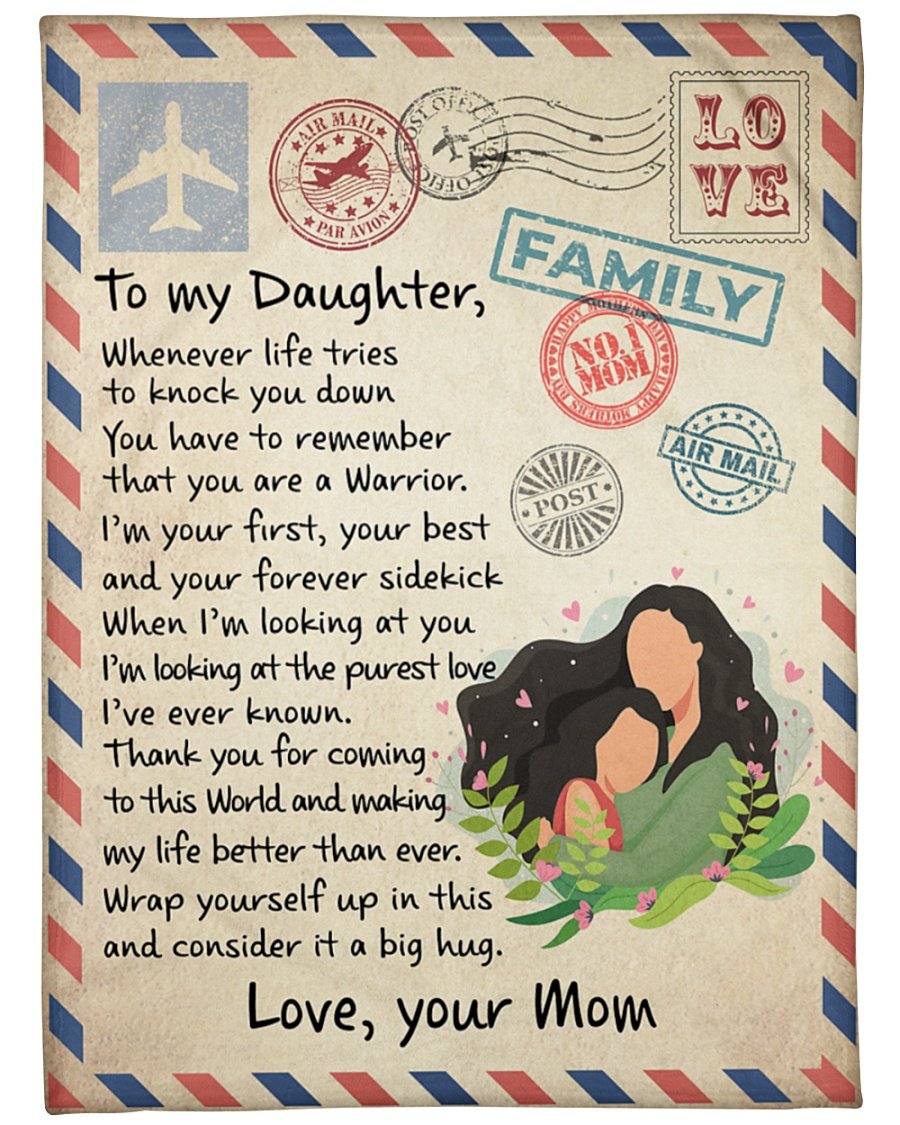 To My Daughter Family Air Mail Blanket Gift For Daughter From Mom Home Decor Bedding Couch Sofa Soft And Comfy Cozy