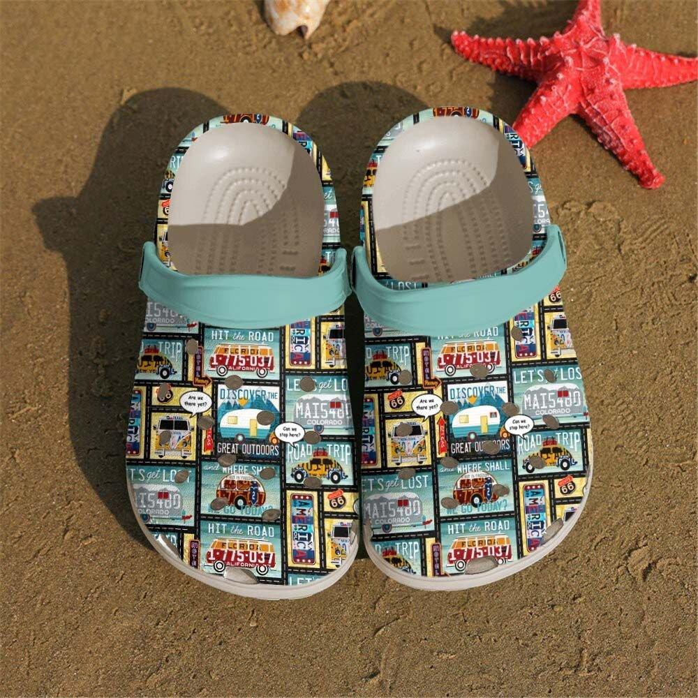 Camping Personalized Clog, Custom Name, Text, Color, Number Fashion Style For Women, Men, Kid, Print 3D Hit The Road