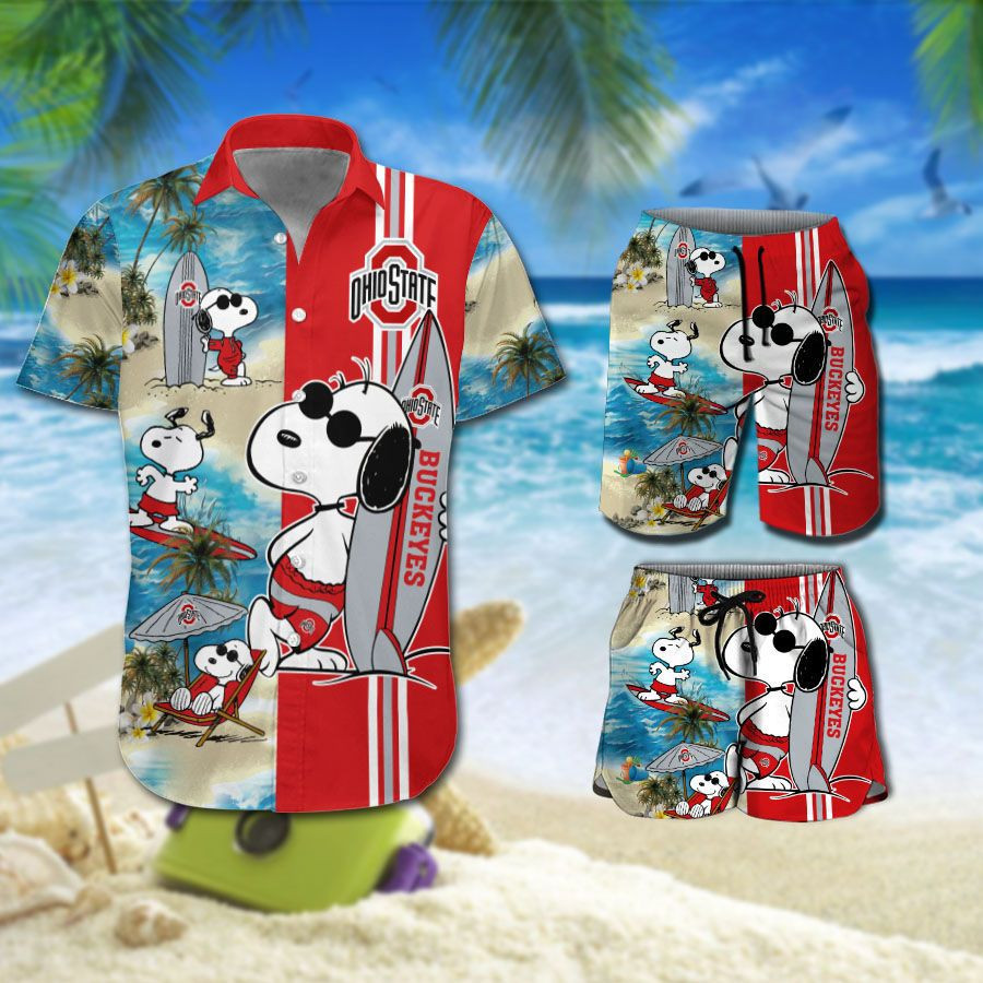 Personalized Ohio State Buckeyes Snoopy All Over Print Hawaii Shirt Beach Shorts Ha49249