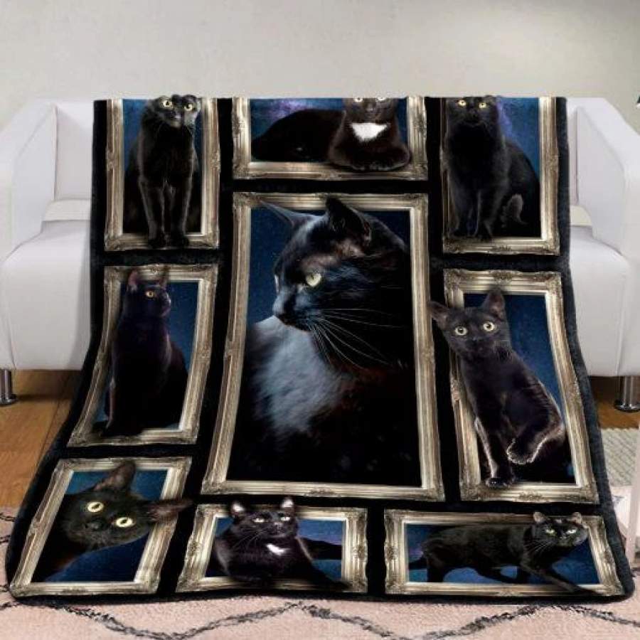 3D BLACK CAT FLEECE BLANKET – ANNIVERSARY BIRTHDAY CHRISTMAS HOUSEWARMING GIFT HOME