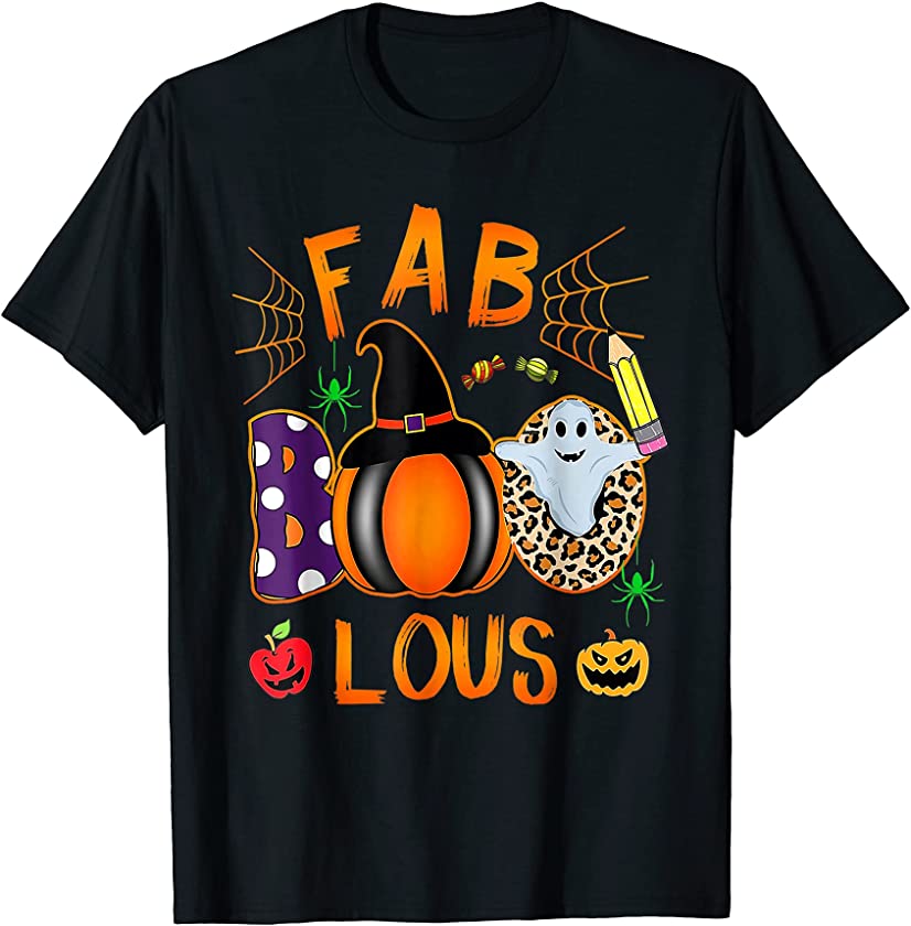 Fab Boo Lous Funny Pumpkin Ghost Leopard Halloween T-Shirt