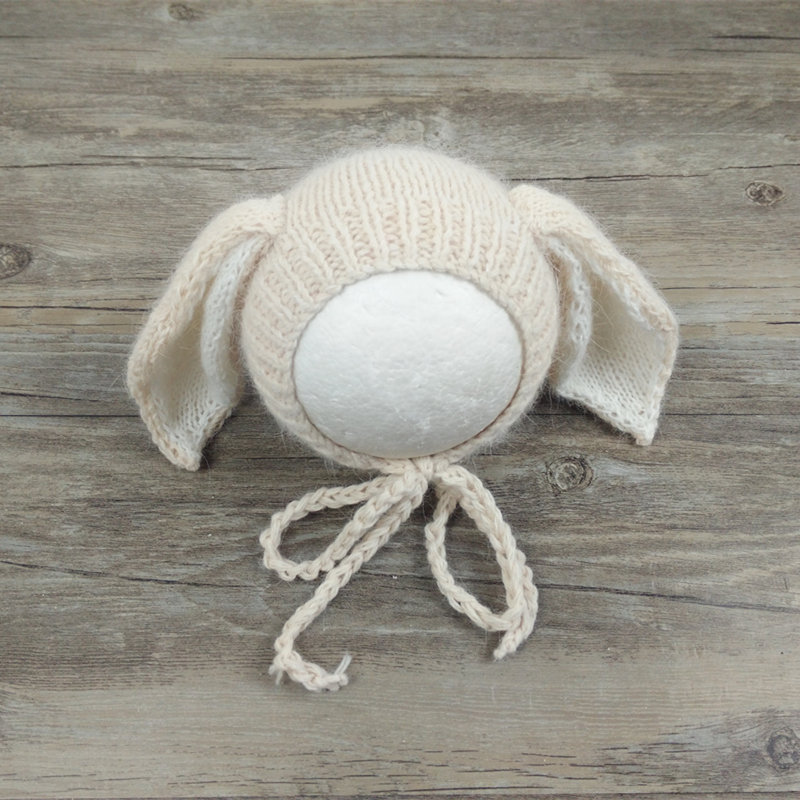 Newborn bunny hat photography props, Handmade big ear bonnet for baby photography props alx