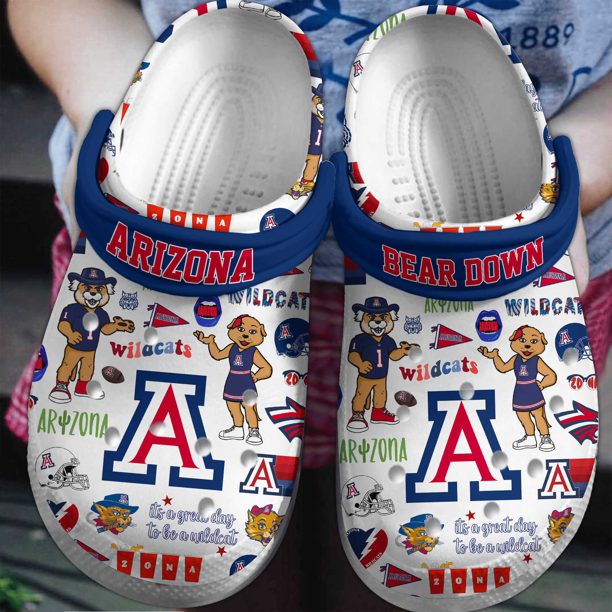 Bear Down Arizona NCAA Sport Crocs Crocband Clogs Shoes Comfortable For Men Women and Kids