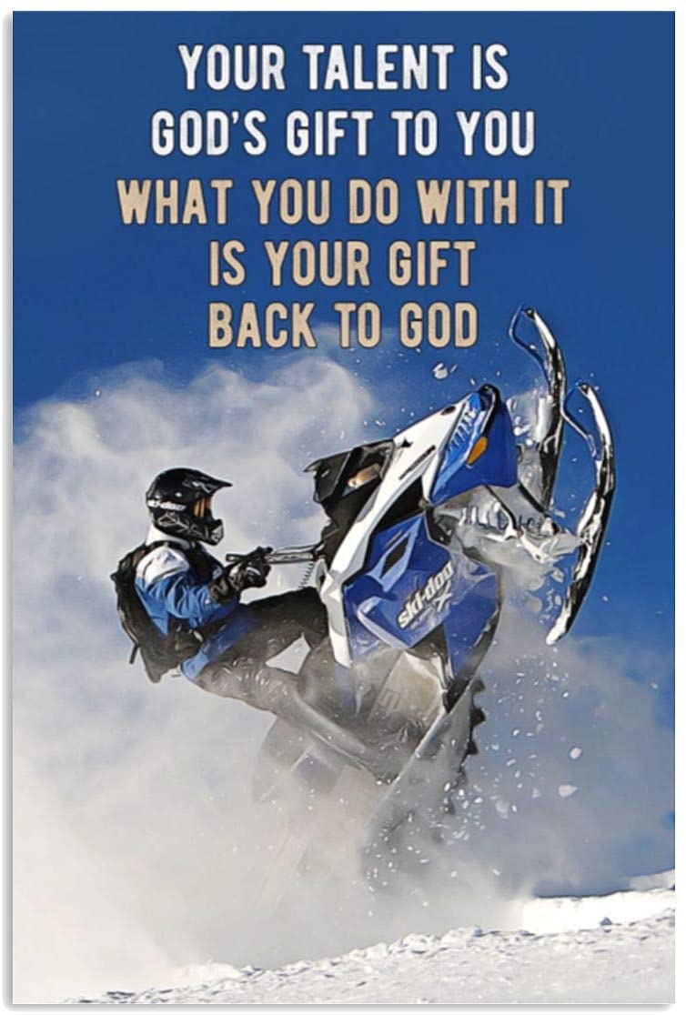 Vintage Man Snocross God’S Gift To You Poster Art Print      Home Decor Gift For Men Women Family Friend On Birthday Xmas