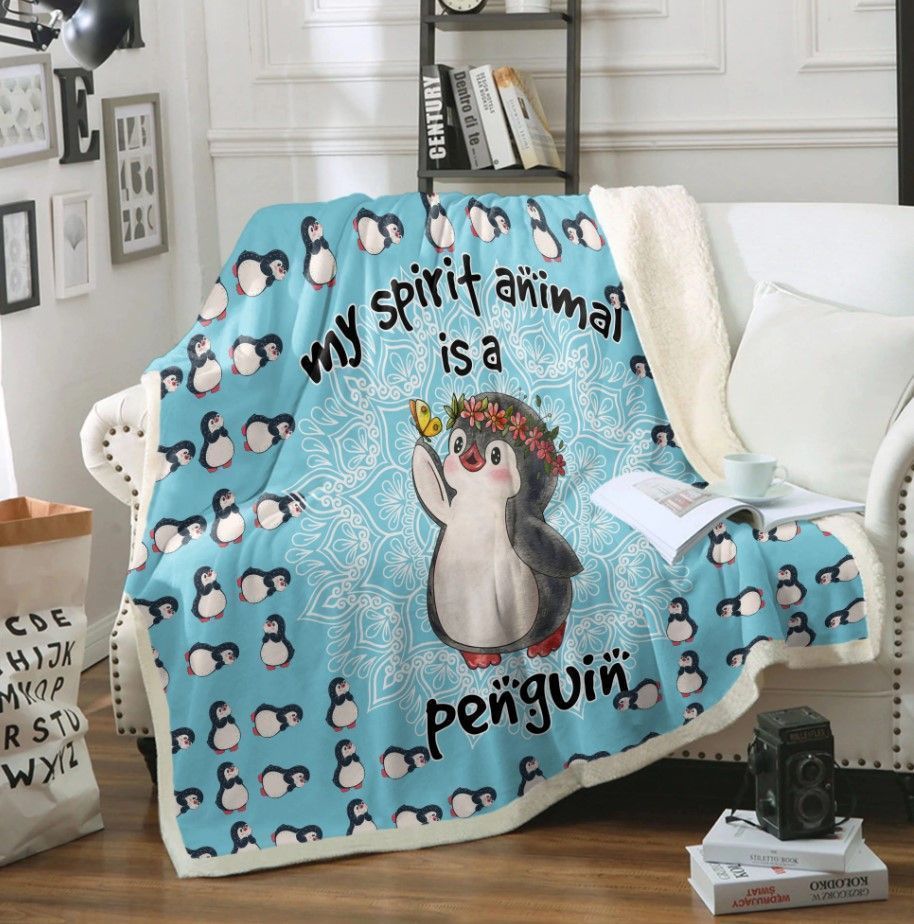 Penguin Is My Spirit Animal Sherpa Fleece Blanket IJ