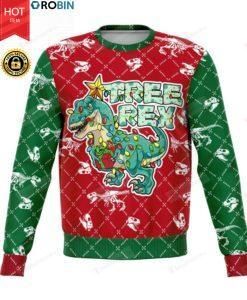 Tree Rex T-Rex Dinosaur Christmas For Unisex Ugly Christmas Sweater, All Over Print