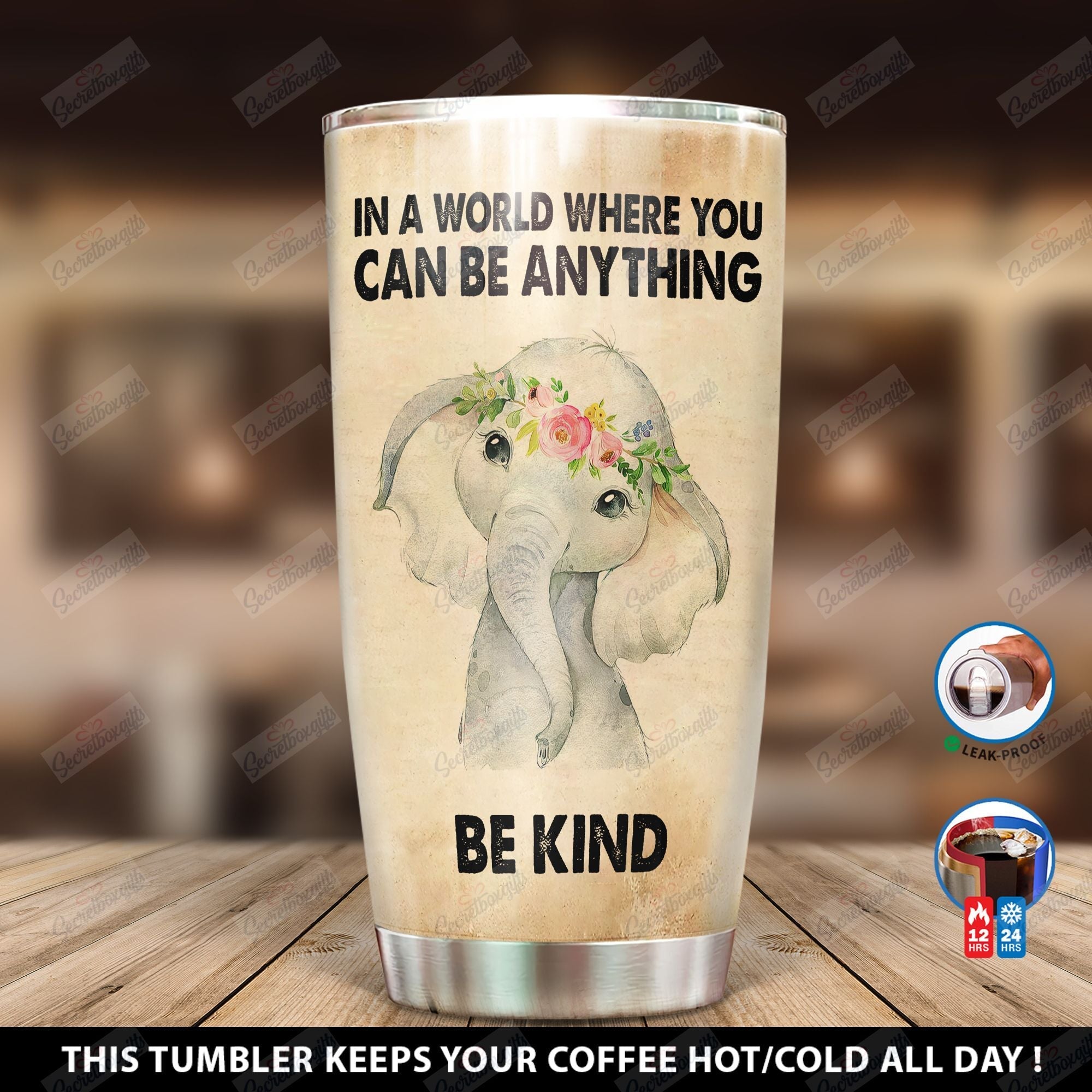 Personalized Elephant Knowledge Dd2312002Xh Stainless Steel Tumbler Customize Name, Text, Number