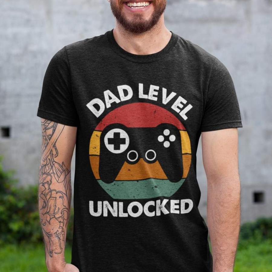 Funny New Dad Shirt, Dad Level Unlocked Tee Shirt, Gaming Shirt, First Time Dad, Father’s Day Gift Idea, New Super Dad Announcement Shirt