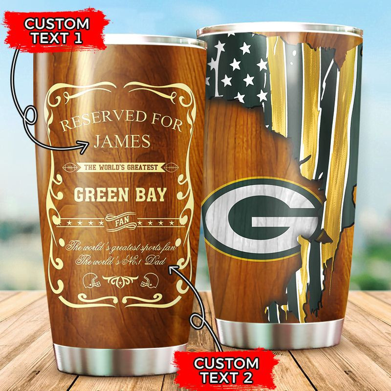 Personalized Green Bay Packers All Over Print 3D Tumbler – Wood