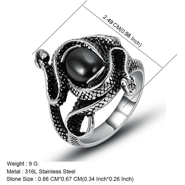 Snake Ring Cubic Zirconia Stainless Steel Men Women Snake Jewelry Gift