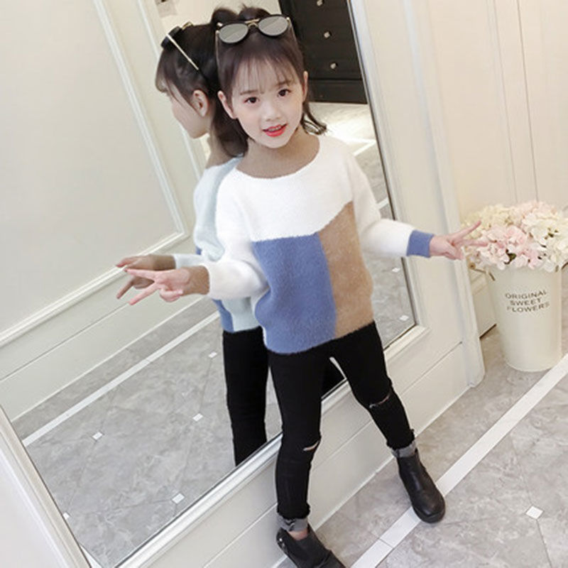 Autumn and Winter Girls Sweater Leisure Velvet Children’s Pullover Clothing Thickening Shirt HPY012 alx