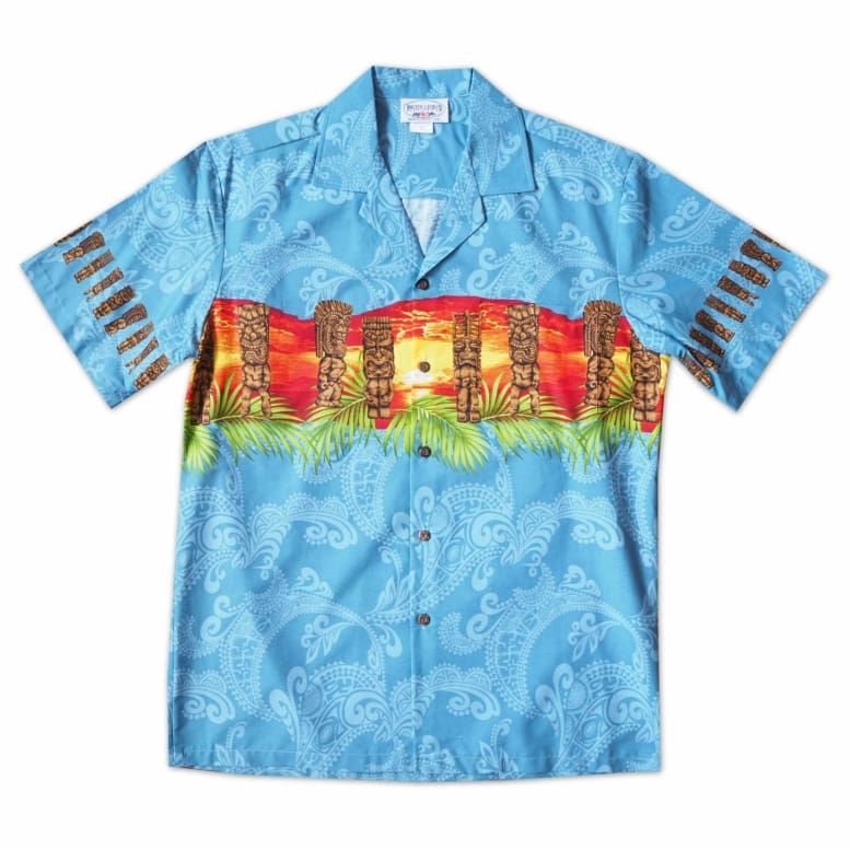 Tiki Waves Blue Unique Design Hawaii Shirt Ha110096