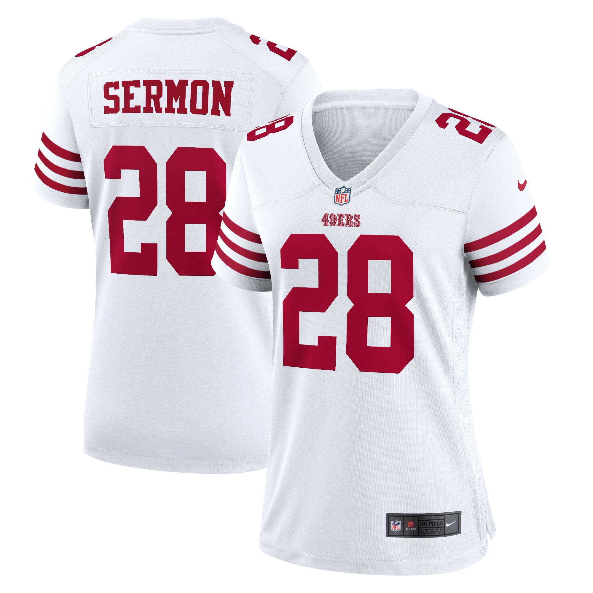 Trey Sermon San Francisco 49ers Womens Player Game Jersey – White NFL