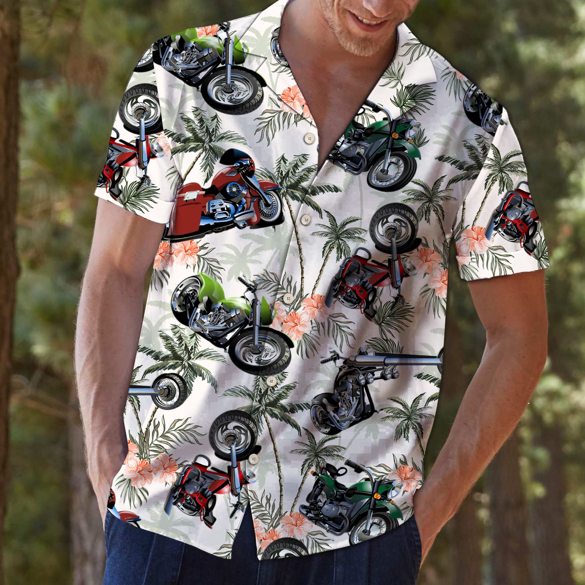 Aloha Shirt Mother’s day Father’s day unique gift ideas for mom & dad from daughter & son kids, meaningful birthday presents –  Motorbike Tropical Vintage T0307 – Hawaii Shirt