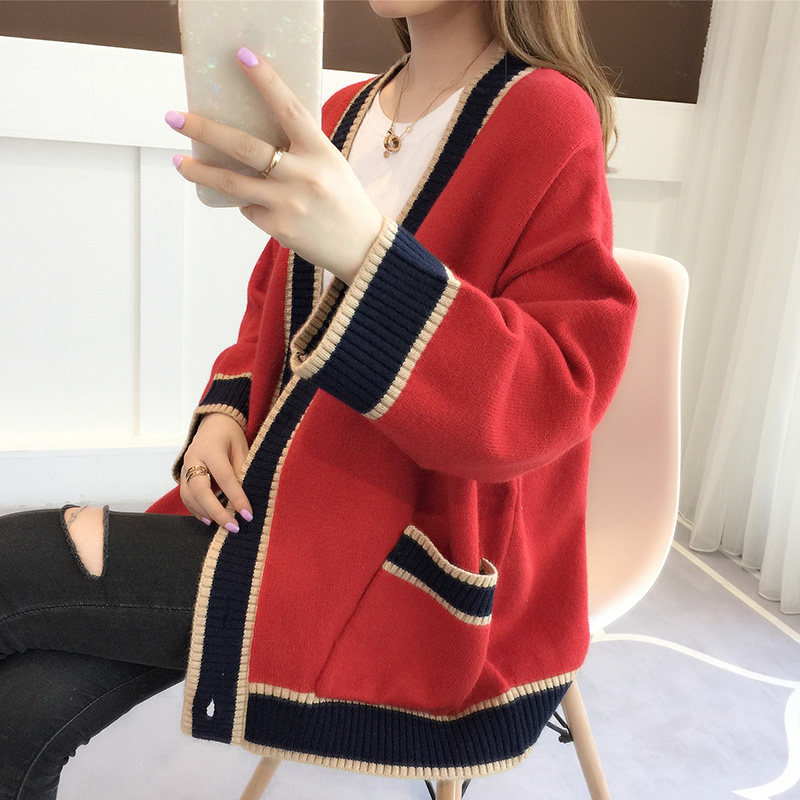 CCI Women’s Sweater Oversized Long Sleeve Knitted Coat Thick Sweater V Neck Tops Autumn Winter Loose Cardigan for Women YJ012S alx