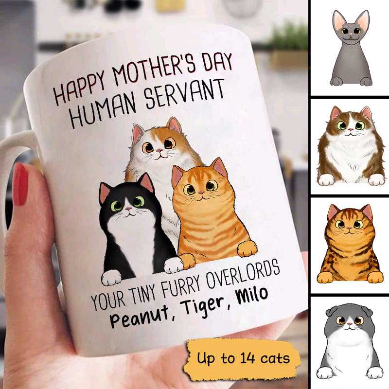 Happy Mother‘S Day Human Servant Gift For Cat Lovers Personalized Mug