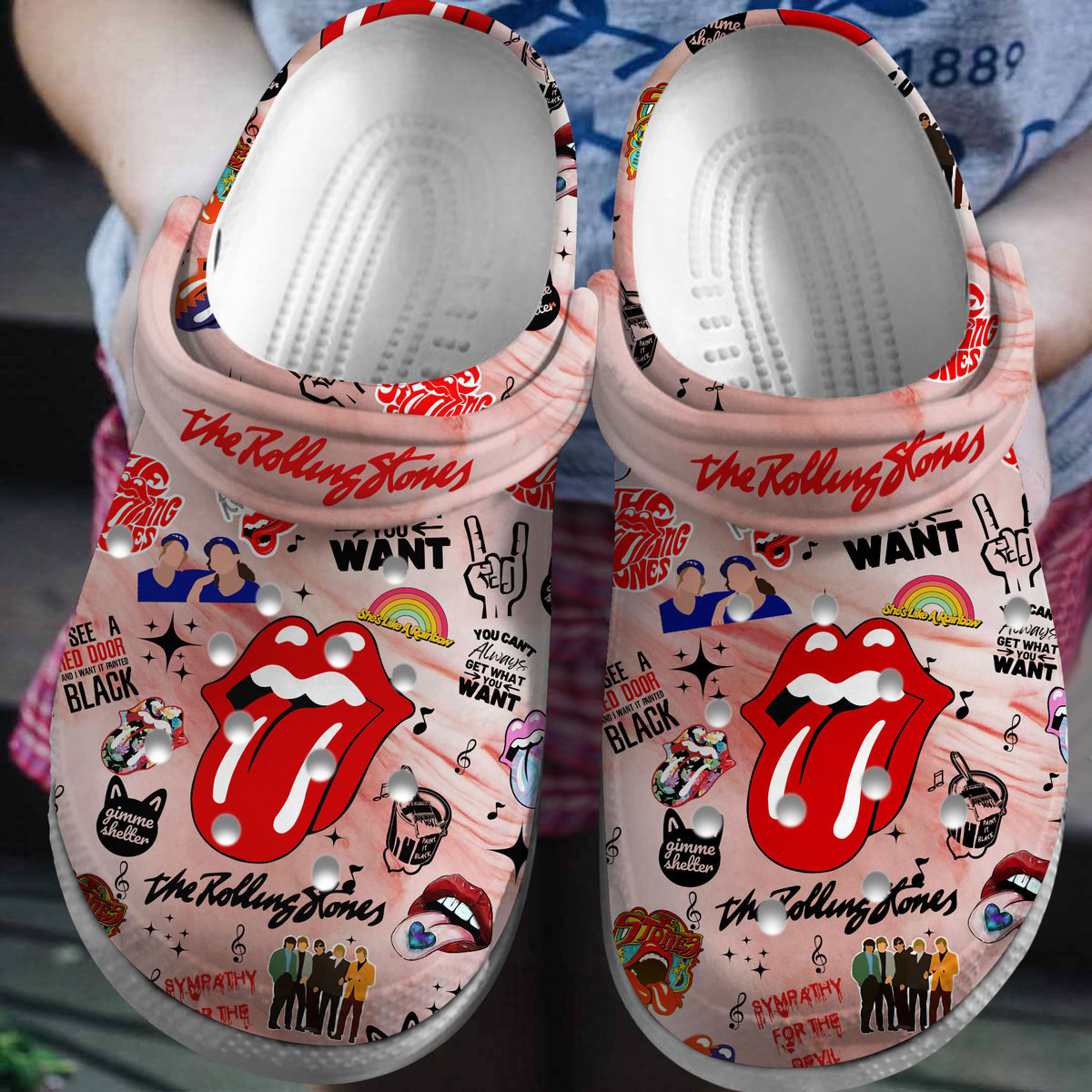 The Rolling Stones Music Crocs Crocband Clogs Shoes Comfortable For Men Women and Kids