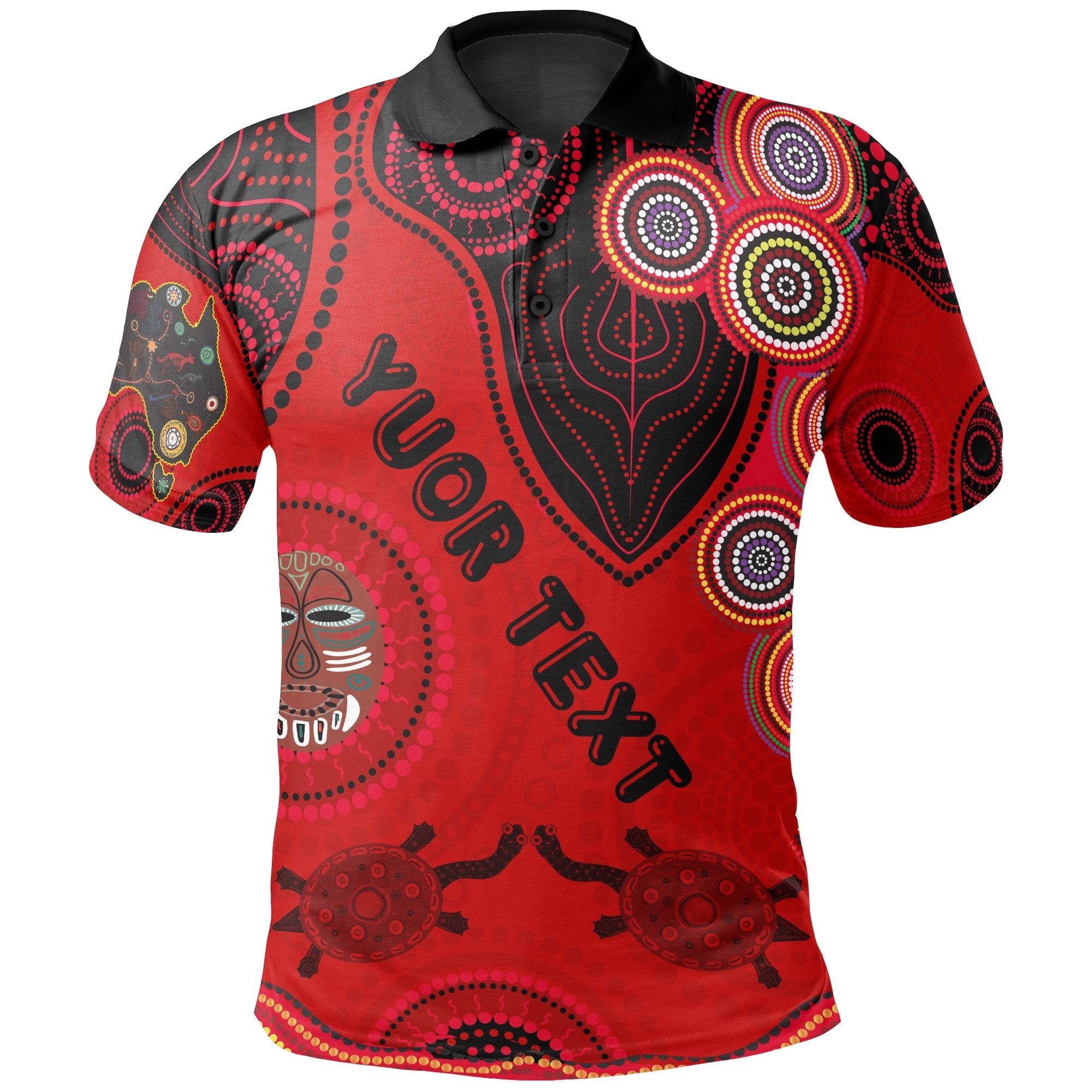 Aboriginal Polo – (Custom Text) Aboriginal Animal Dot Patterns Polo Shirt