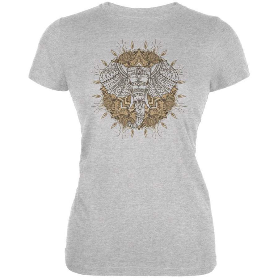 Henna Mandala Elephant Juniors Soft T Shirt