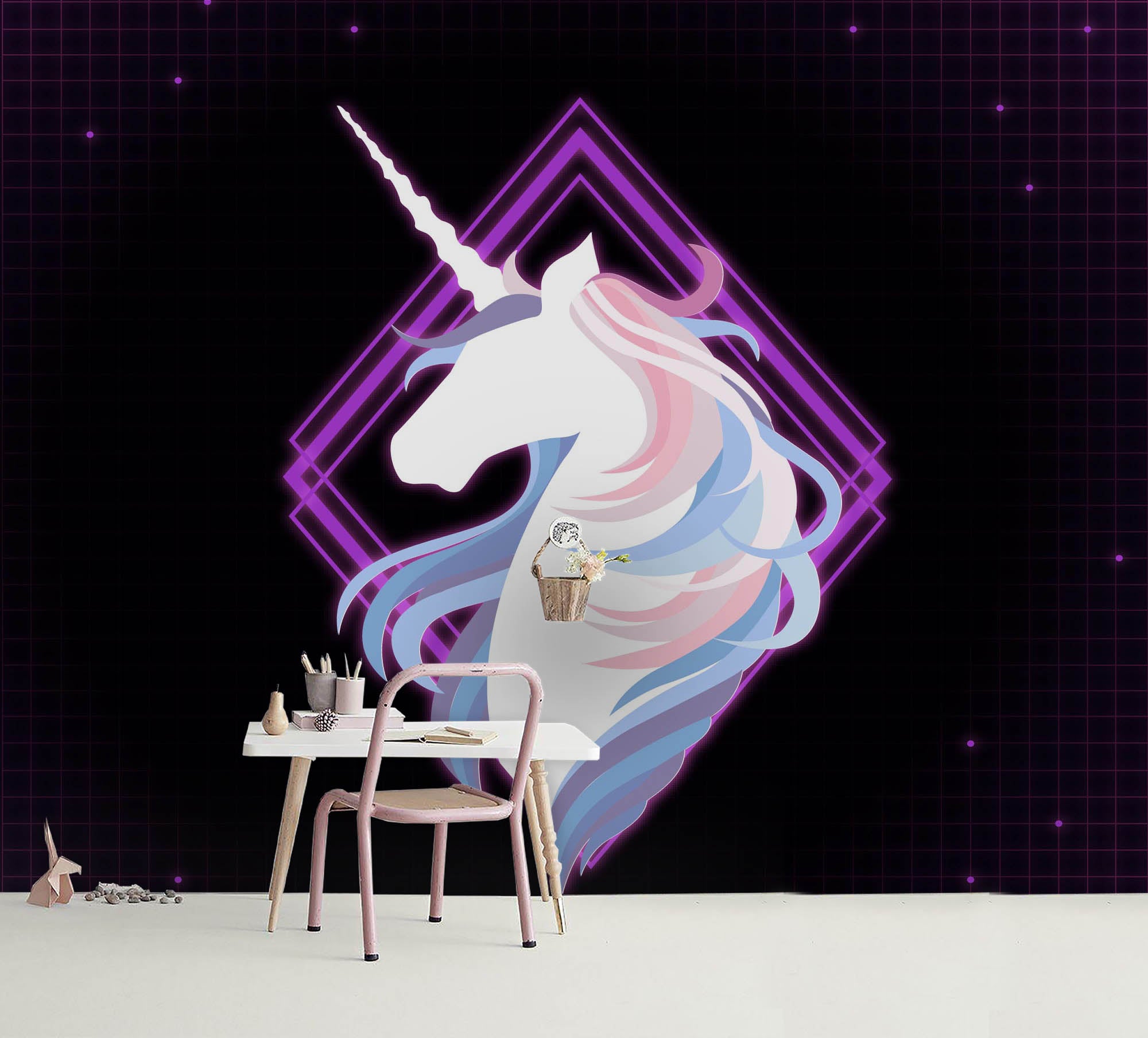 3D Black Unicorn Wall Mural Wallpaper Sww  218