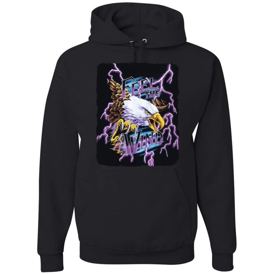 Feel the Wind Retro Heavy Metal Bald Eagles Animal Lover Graphic Hoodie Sweatshirt