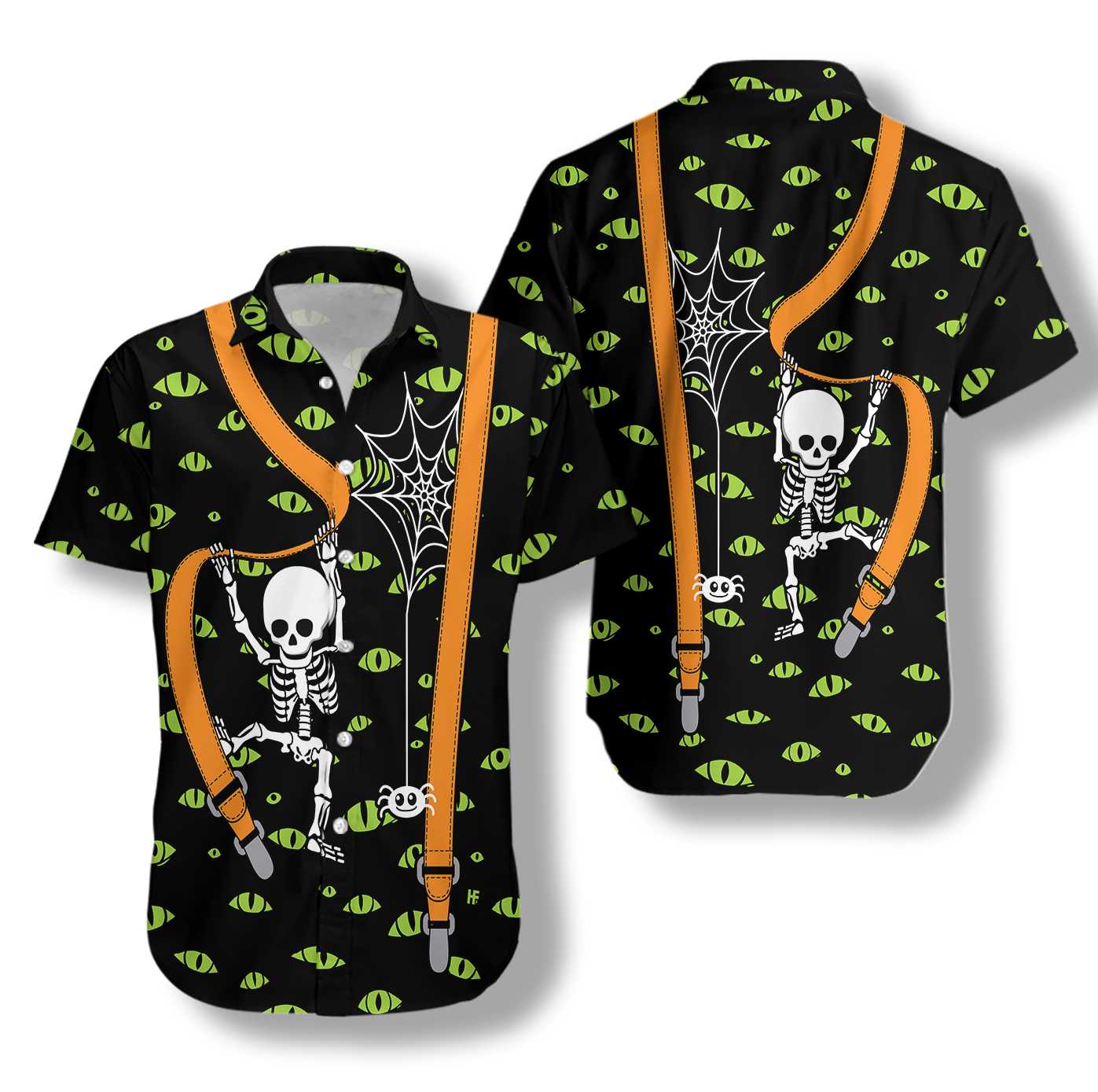 Halloween Skeleton And Monster Eyes Hawaii Shirt Ha68390