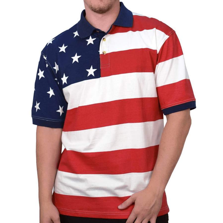 Horizontal USA Flag Polo Shirt