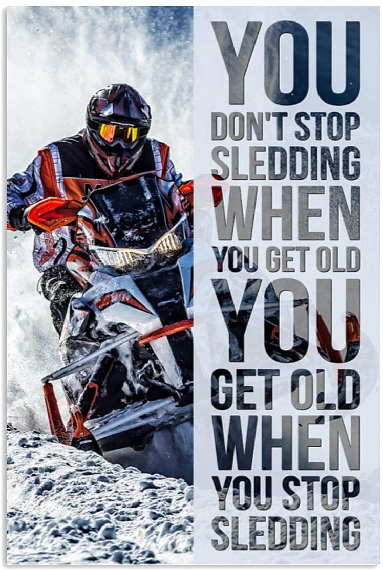 Vintage Man Riding Snocross – Don’T Stop Sleeding When You Get Old Poster Art Print      Home Decor Gift For Men Women Family Friend On Birthday Xmas