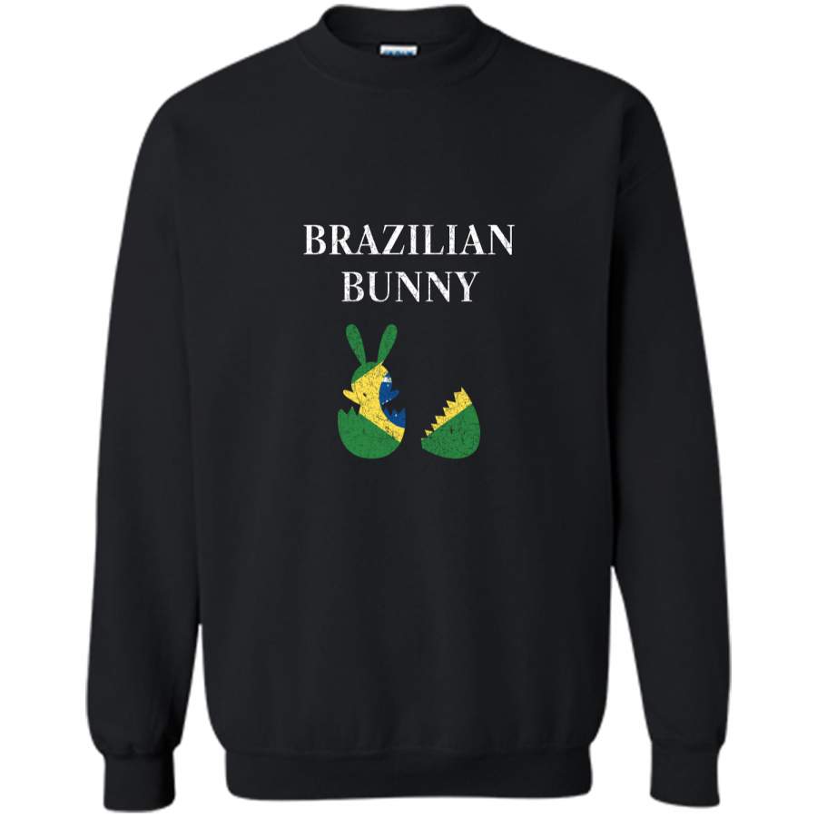 Brazilian Bunny Brazil Flag Easter Distressed Premium Shirt Printed Crewneck Pullover Sweatshirt 8 oz