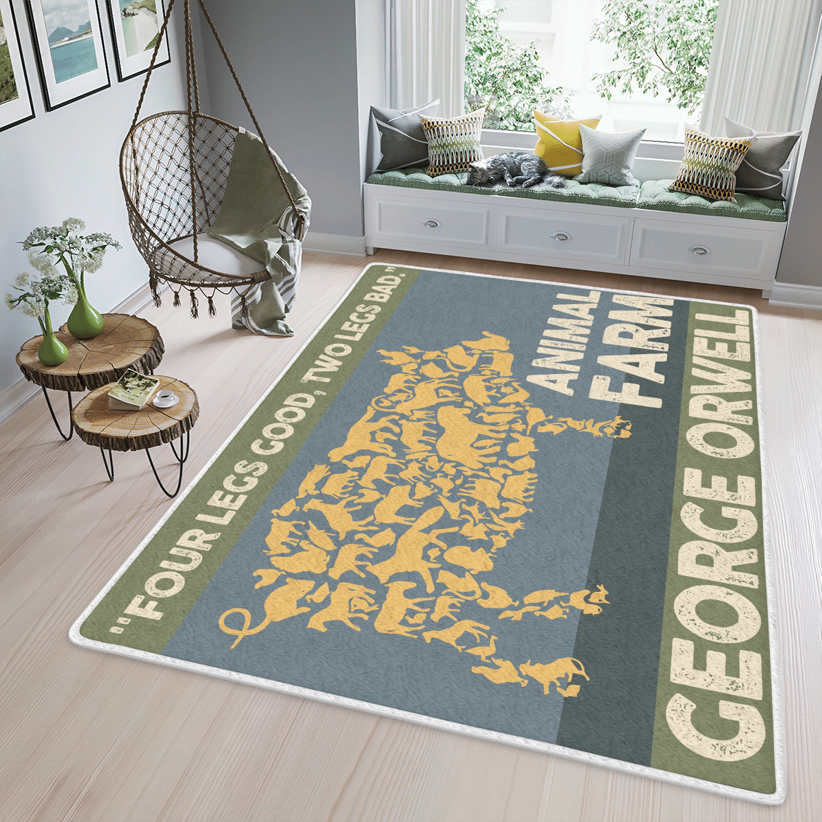 Wooni Animal Farm Pig Area Rug, Rectangle Rug Wn17022205