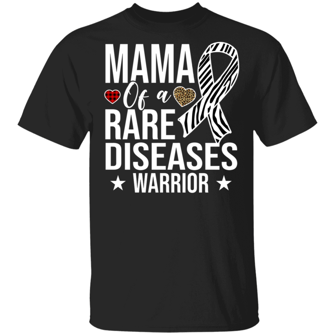 Rare Diseases  Family Shirt Mama Of A Rare Diseases Warrior Funny Rare Diseases Leopard Buffalo Plaid Family T-Shirt