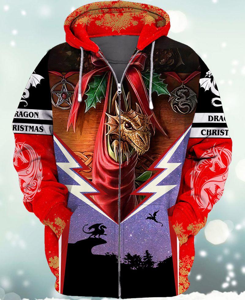 Dragon Gift 3D Shirt For Christmas Holiday 3D Zipper Hoodie