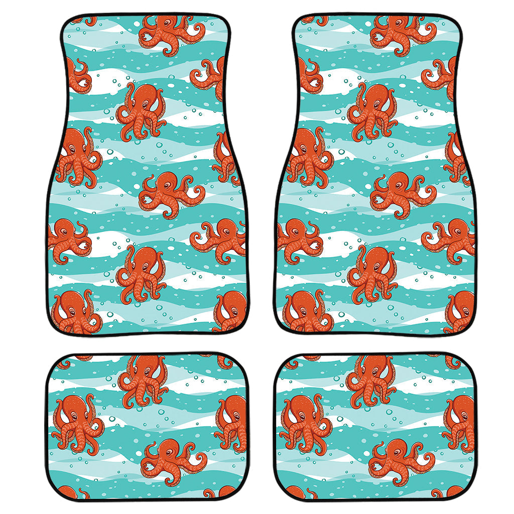 Cartoon Octopus Pattern Print Front And Back Car Floor Mats, Front Car Mat