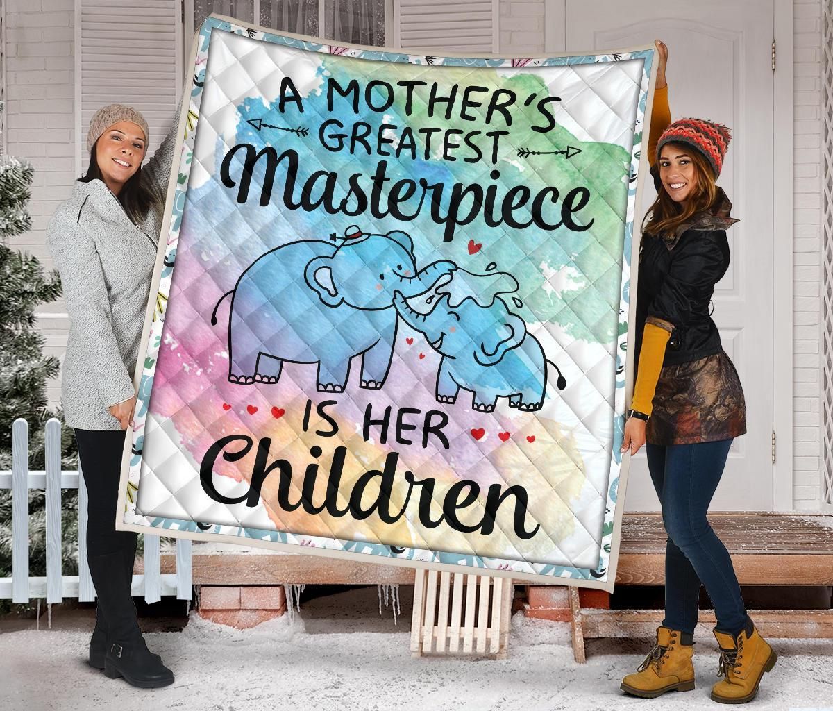 A MotherS Masterpiece Is Children Elephant Mom Quilt Blanket DHC020120181TD