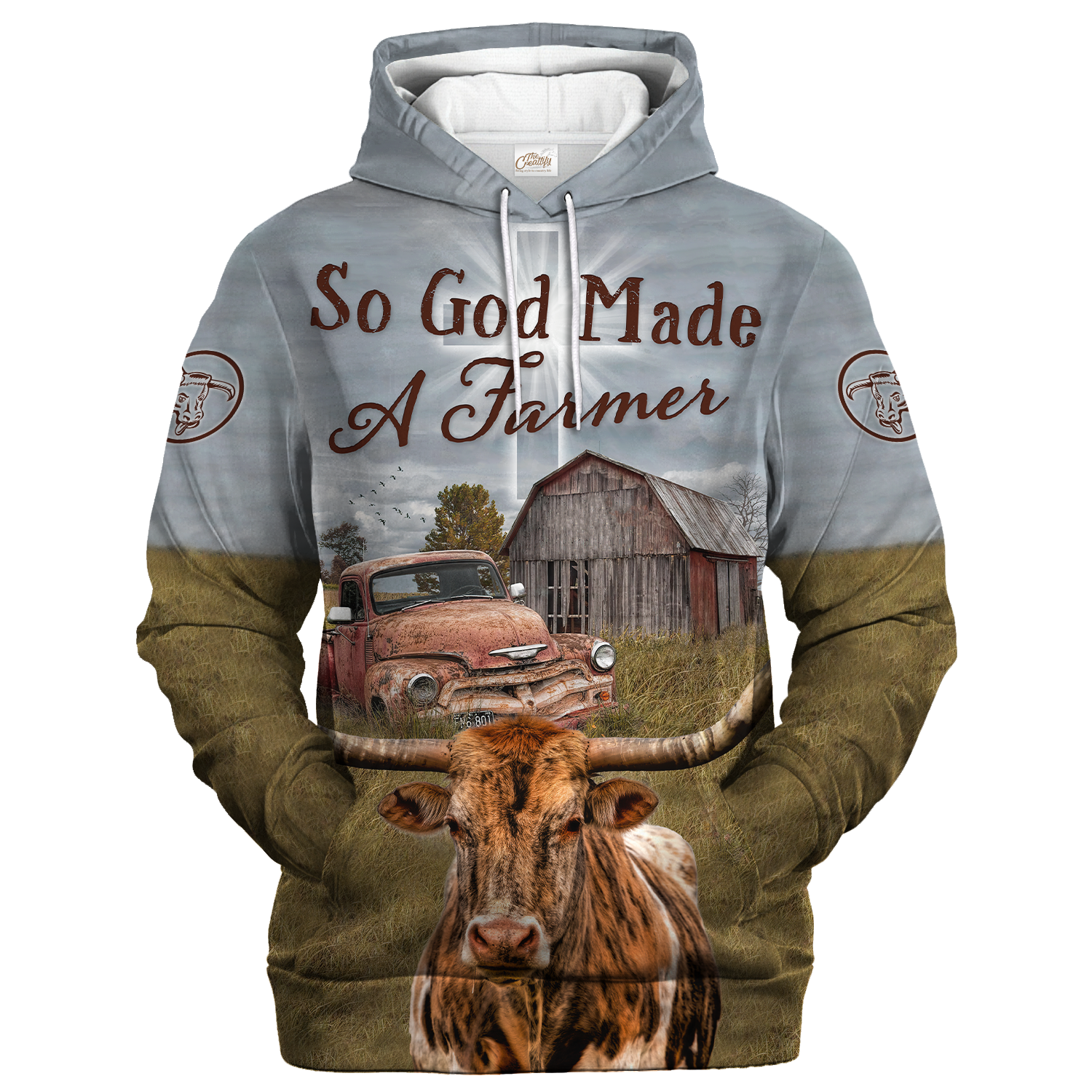 Texas Longhorn Hoodie, 3D All Over Print Farm Hoodie For Dad Mother