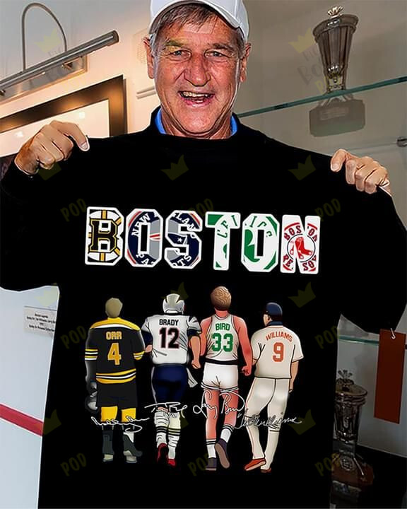 Boston Bruins New England Patriots Boston Celtics Boston Red Sox Stars Signatures For Fans Tshirt