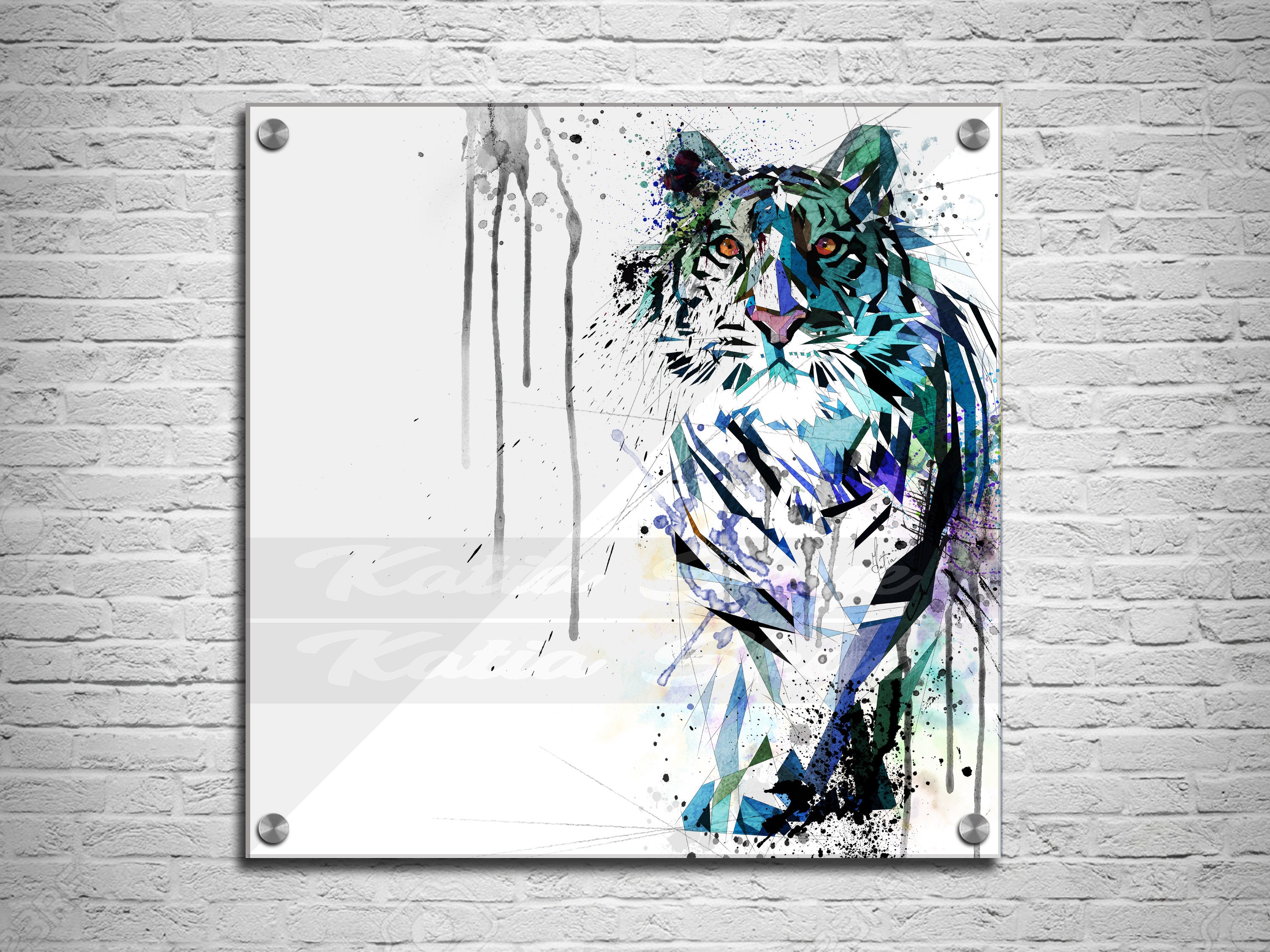 ACRYLIC PRINT Water Tiger Colorful Wall Art, Animal Wall Art, Kids Room Canvas Art, Home Office Wall Art, Man Cave, Kids Room Decor ZOO-TI01