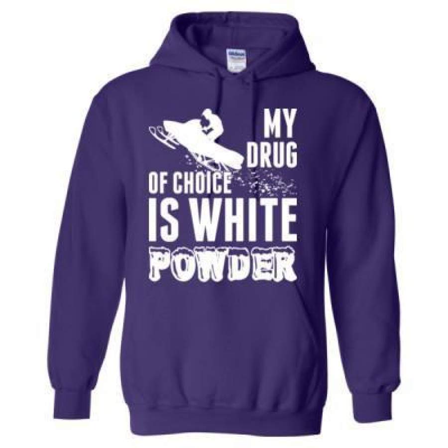 AGR Snowmobile My Drug Of Choice Is White Powder – Heavy Blend™ Hooded Sweatshirt